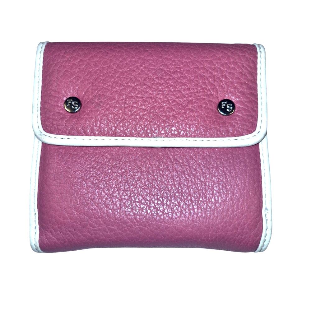 NWOT Franco Sarto Pink Pebbled Leather Bi-Fold Wallet Center Snap Closure